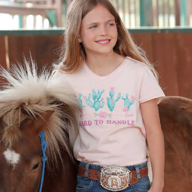 Advanced Customization Cruel Girl's Youth Hard To Handle T-Shirt in Peach