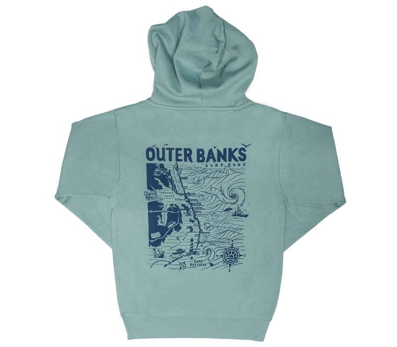 Comfortable Lifestyle REAL Outer Banks Map Wmn's Hooded Sweatshirt-Agave
