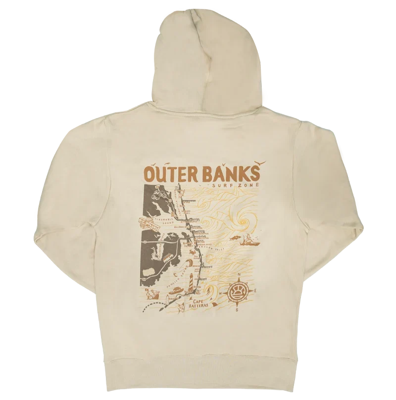 Relaxed Fit Wear REAL Outer Banks Map Wmn's Hooded Sweatshirt-Bone