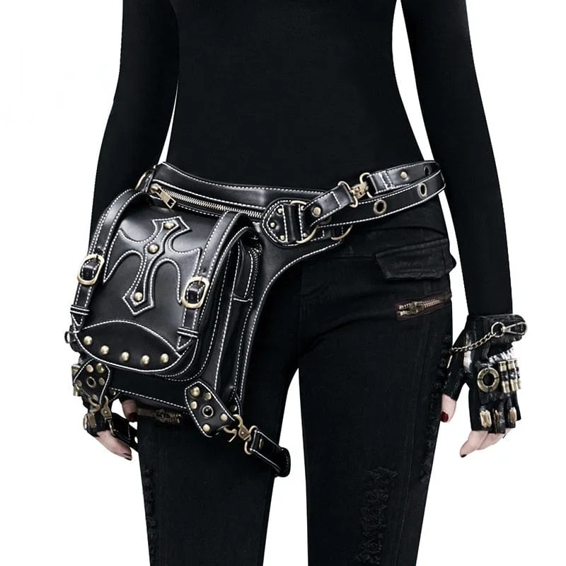 Sporty Wear Steampunk Cross Buckles Multi-Purpose Bag