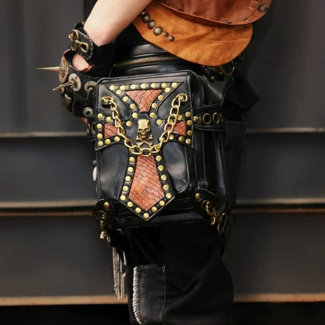 Smart Comfort Wear Steampunk Double Color Chained Motorcycle Bag