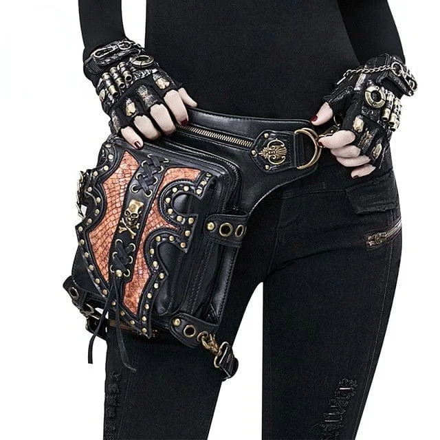 Light Dressing Steampunk Double Color Skull Waist Bag