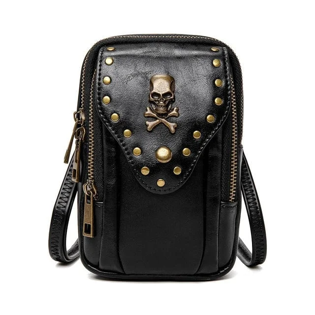 Relaxed Fashion Steampunk Skull Square Mini Bag