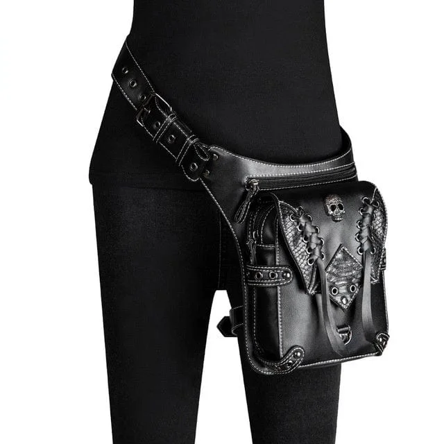 Cozy Fashion Steampunk Strappy Skull Waist Bag